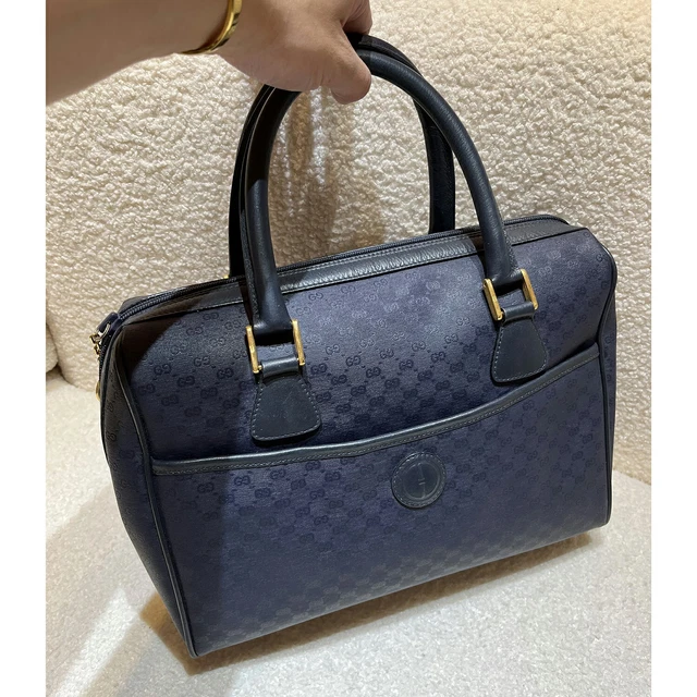Gucci GG Black Coated Canvas Signature Vintage Women's Shoulder Hand Bag