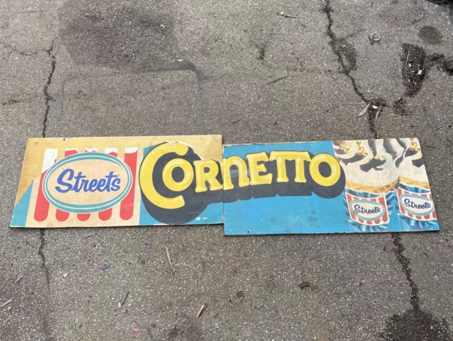 STREETS CORNERTO ICE CREAM Genuine Vintage 2 Piece Milk Bar Deli Sign