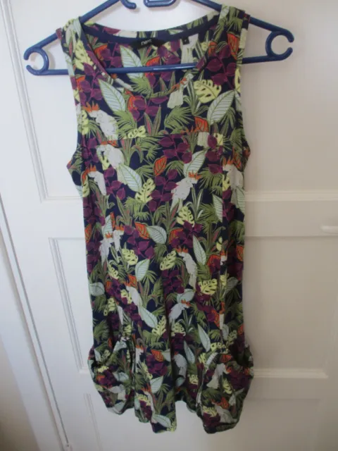 NEXT ladies summer cotton dress size 8 with pockets sleeveless Green print