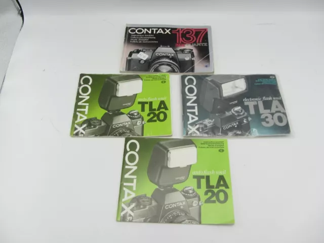 Lot of 4 Contax Flash Unit Instruction Manuals TLA 20, TLA 30, 137 MA-Quartz