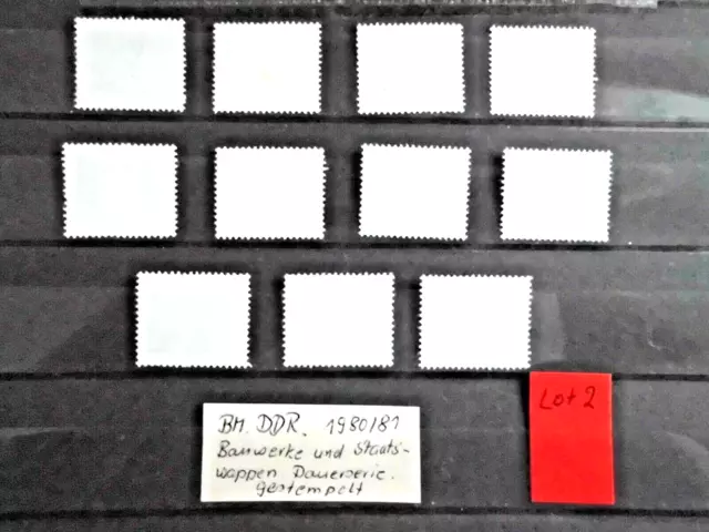 BM. Briefmarken DDR Dauerserie Aufbau Bauten 1980-1981 gest. kleines Format Lot 2