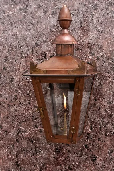 24" London Street Solid top panels Church Top Finial Natural Gas Copper 24"x14"