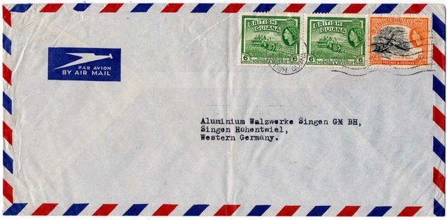 Guyana Mischfrankatur Reismäher Bauxitmiene Michel Nr. 204+207