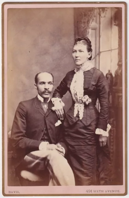 AFRICAN-AMERICAN Husband & Wife by Davis of NYC : RARE 1880s Cabinet Card Photo