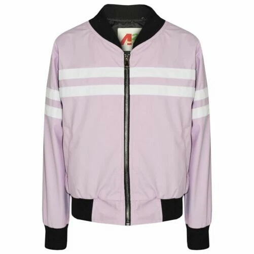 Bambine Giacche Contrasto a Righe Lilla PU Bomber Varsity Scuola Bikers Cappotti