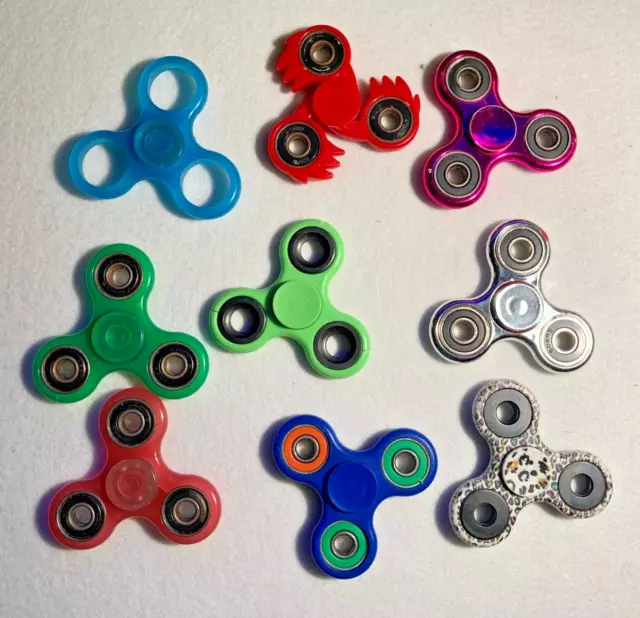 9pc Fidget Plastic Spinner Lot - Sensory Toys / Anti-Anxiety / Various Styles