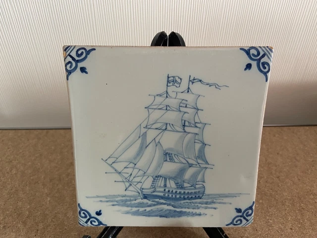 Ent Unique Tile Makkum Tichelaar Delft Holland Sailing Ship1