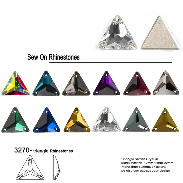 Triangle DIY Sewing Crystal Strass Sew On Stones Glass Beads FlatBack Rhinestone