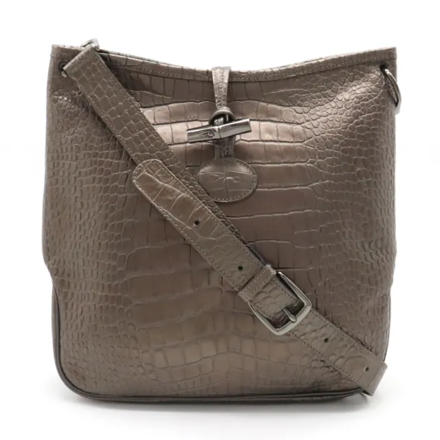 LONGCHAMP XS Roseau crocodile-embossed leather shoulder bag MSRP$490 Rare  Find