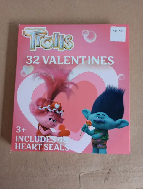Valentines Day Exchange Cards (Box of 32) Dreamworks Trolls Includes 48 Seals