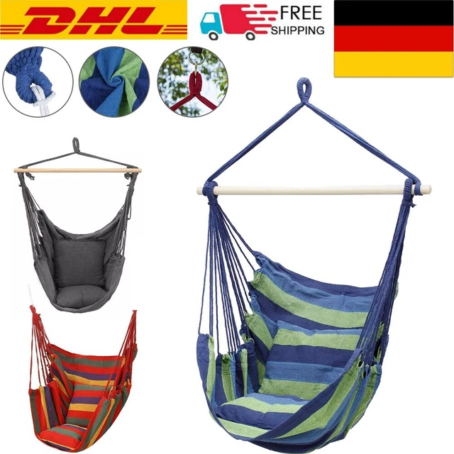 Hängesessel Hängestuhl Hängeschaukel Hängekorb Hängematte Mit 2 Kissen Sitz Dhl