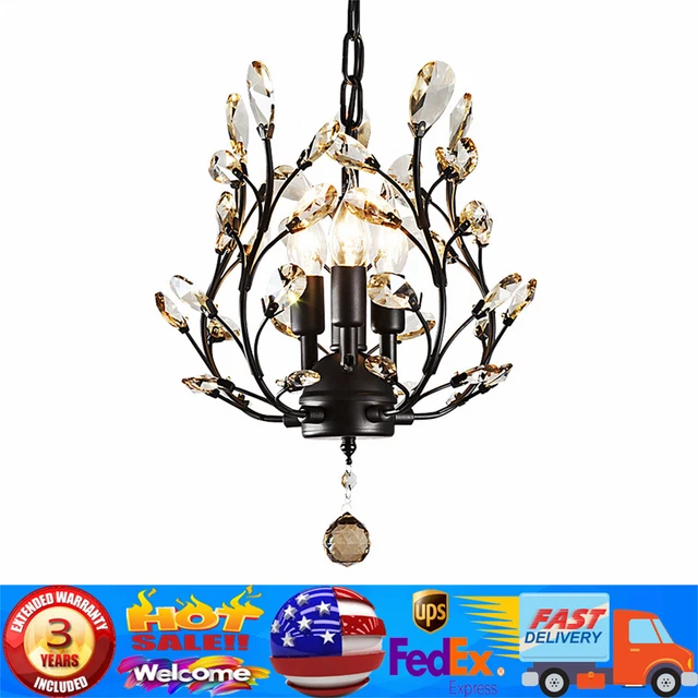 Crystal Chandeliers 3 Light Small Chandelier Ceiling Pendant Lighting Black