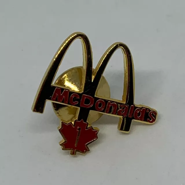 Gold Tone Pin 1 Maple Leaf Canada McDonald's Vintage Button Badge Pinback Promo