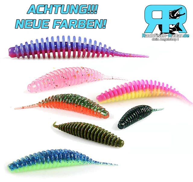 Forellenköder Gummiköder Trout Worm 5cm gerippt Aroma Trout Bait Forelle Barsch