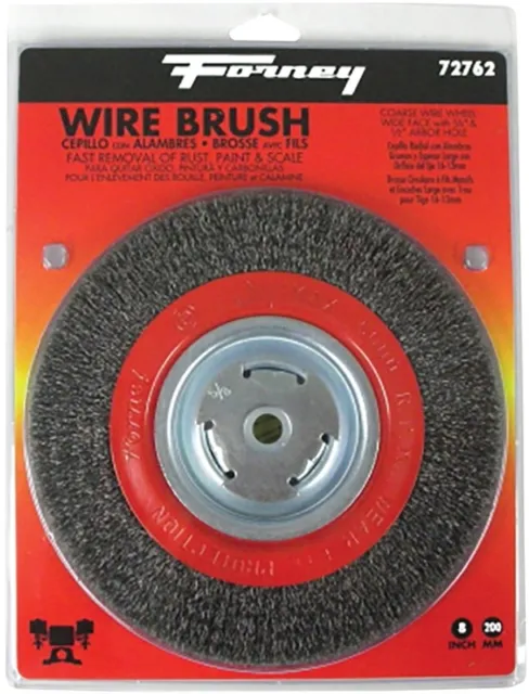 NEW Forney 72762 Wire Bench Wheel Brush, Wide Face Coarse Crimped  8" 8912529