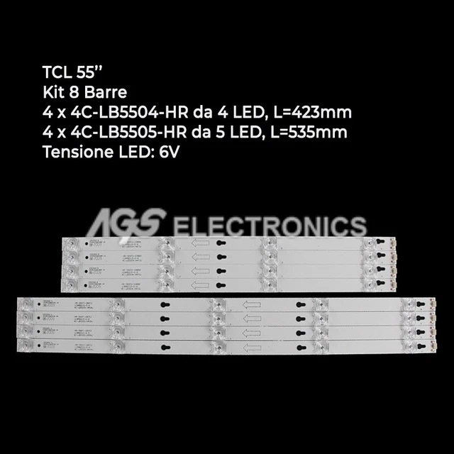 Kit De 8 Barres LED Pour Téléviseur TCL 50" Modèles 4C-LB5006-HR2/YH2 Etc. - Neuf