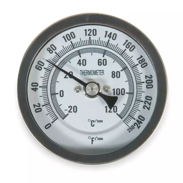 GRAINGER APPROVED 1NGE2 Bimetal Thermom,5 In Dial,0 to 250F