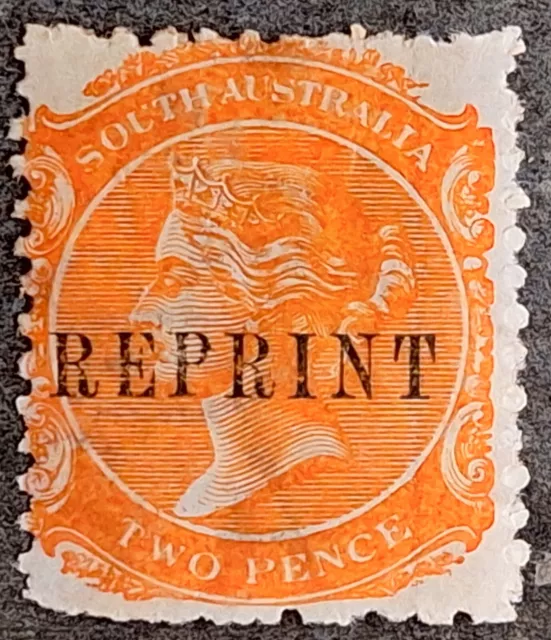 1889- South Australia 2d Orange red 2nd Sideface stamp P12 REPRINT