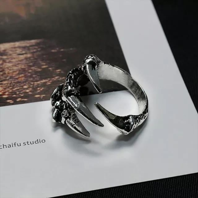 Silver Color Retro Eagle Claw Rings Trendy Opening Adjustable Hand Accessories