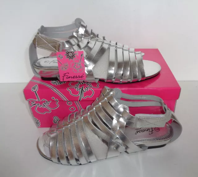 Ladies WIDE FIT Womens Sandals Flat Silver Finesse Summer Shoes New UK Size 5