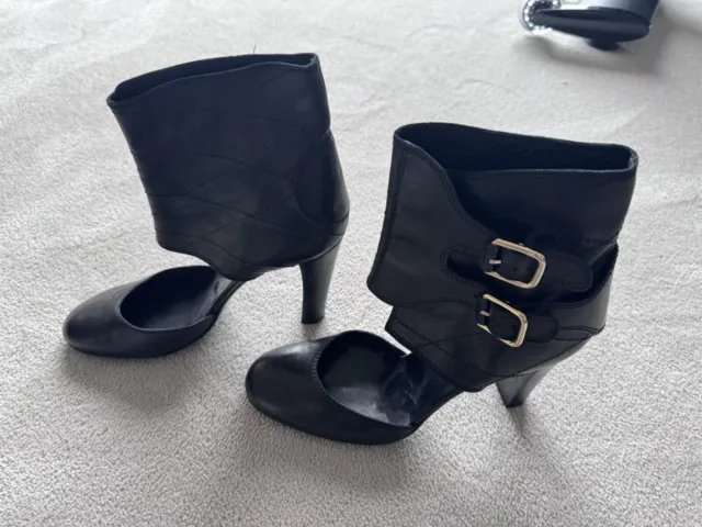 Laurence Dacade Paris Size 40 Black Leather Boots Shoes Heels Designer Authentic