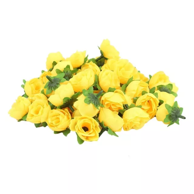 4X(TêTes de Fleurs Artificielles en Soie Jaune en Tissu Jaune pour le Pack 9898