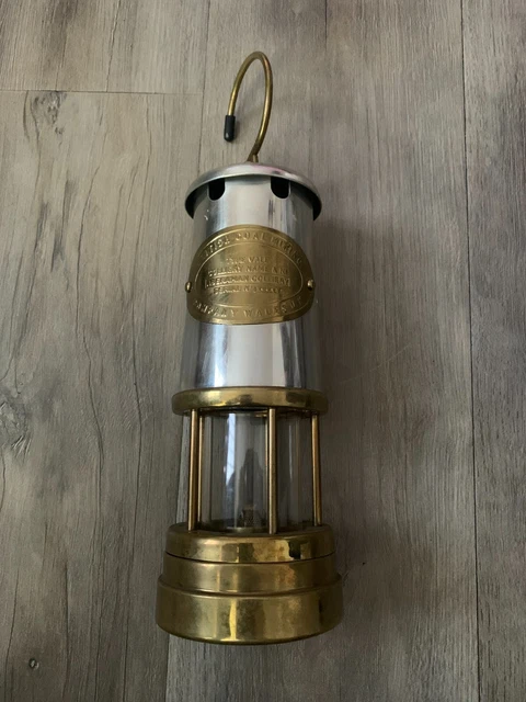 Brass & Steel Miners Lamp British Coal Mining Company Wales Fully Working 306875