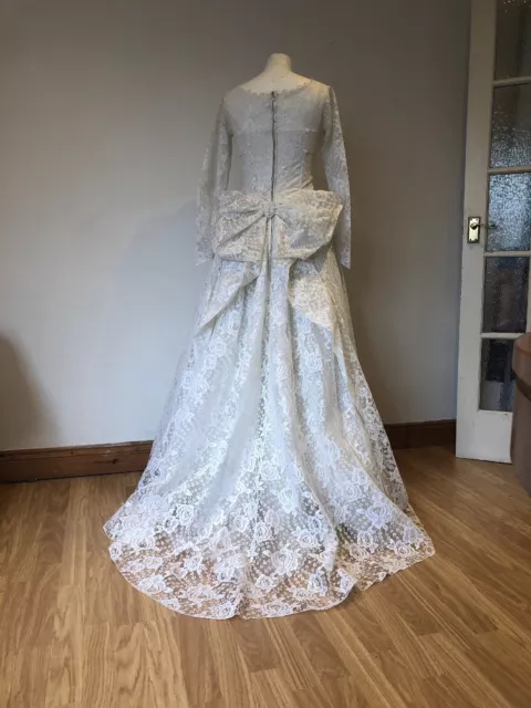 Amazing Vintage 1950s Princess Lace Wedding Bridal Dress 8 10 S 2