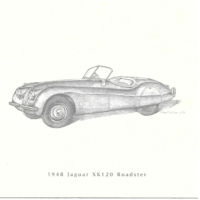 Jaguar Christmas Card Sent to Jaguar Owners XK120 Bob Cato Illustrator