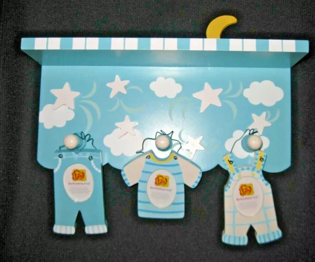 Home Interiors Kids Shelf & Picture Frames Moon & Stars Blue and White Wood