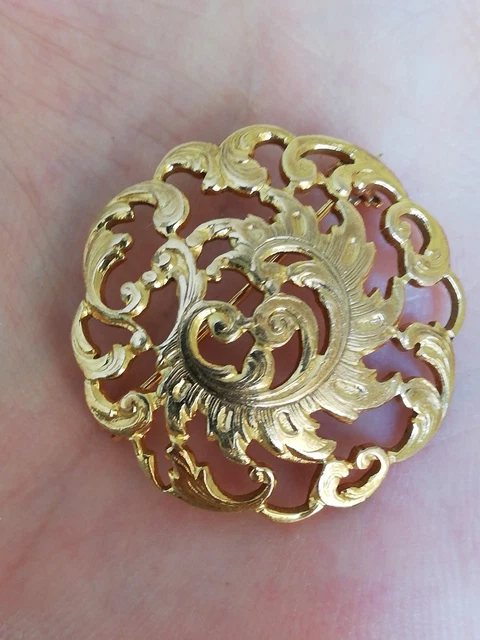 Broche Vintage Plaquée Or Laminé - Dimensions 45x25mm, Occasion, Bijou Ancien