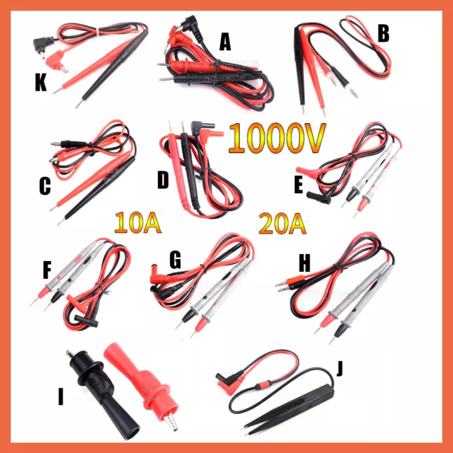 Test Leads Wire Pen For Digital Multi Meter Tester Multimeter Probe 10 20A 1000V