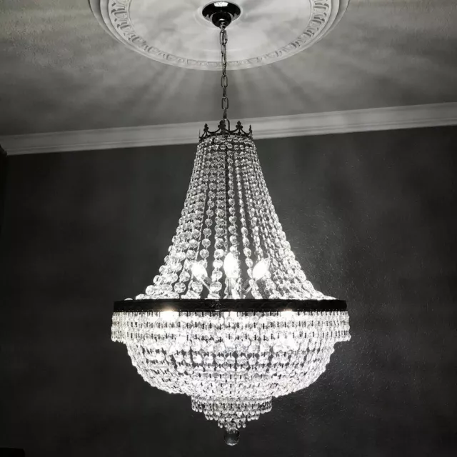 French Empire Crystal Chandelier Lighting 9-Lights Ceiling Light Pendant Lamp