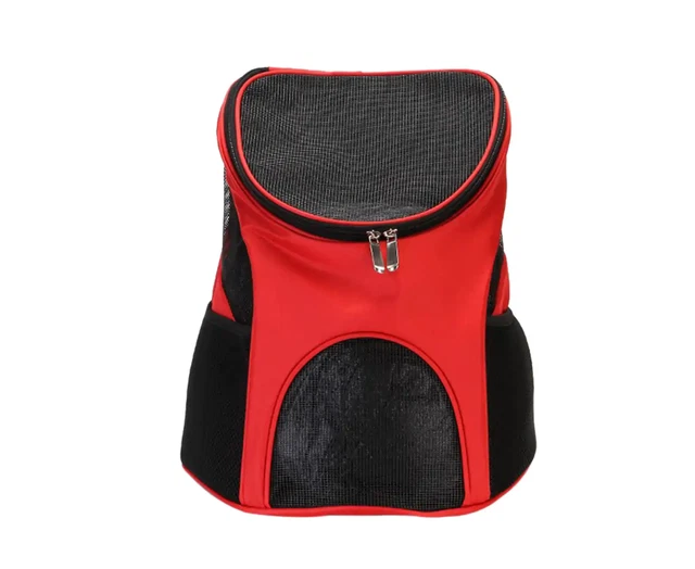 Portable Soft Padded Pet Carrier Backpack Dog Cat Breathable Travel Mesh Bag Red