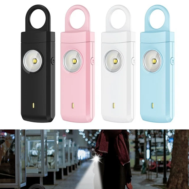 Porte-clés Lumineux Avec Alarme Sécurité 130 DB – Rechargeable USB, Noir