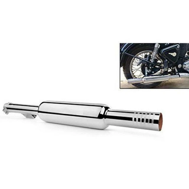Bike Short Bottle Dholki Empty Flow Exhaust Silencer Chrome for Royal Enfield