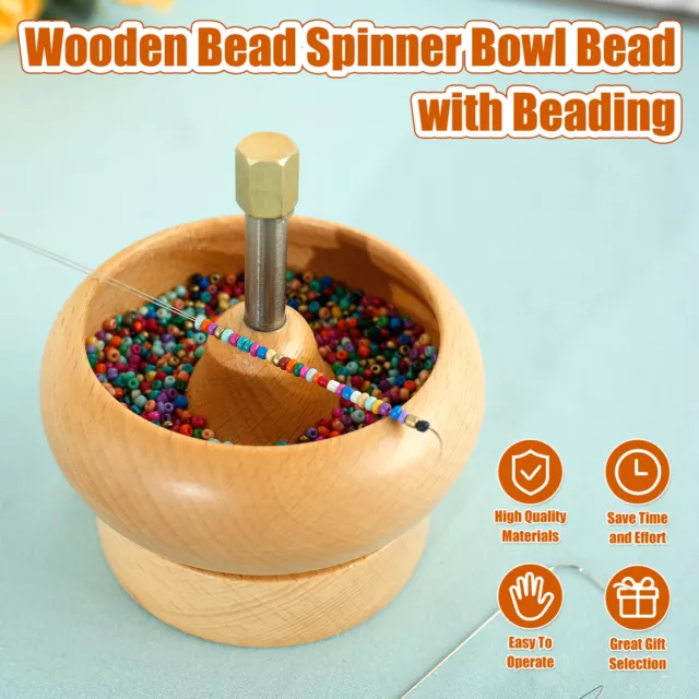 Bead Spinner for Jewelry Making, Wooden Spinning Bead Bowl with 1000Pcs  Beads