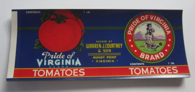 Wholesale Lot of 50 Old Vintage 1940's - Pride of Virginia - Tomato CAN LABELS