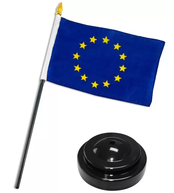 Europe European Union Flag 4"x6" Desk Set Table Stick Black Base