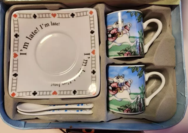 Paul Cardew Alice In Wonderland Tea Party Set Cups Saucers Spoons Carry Case '11