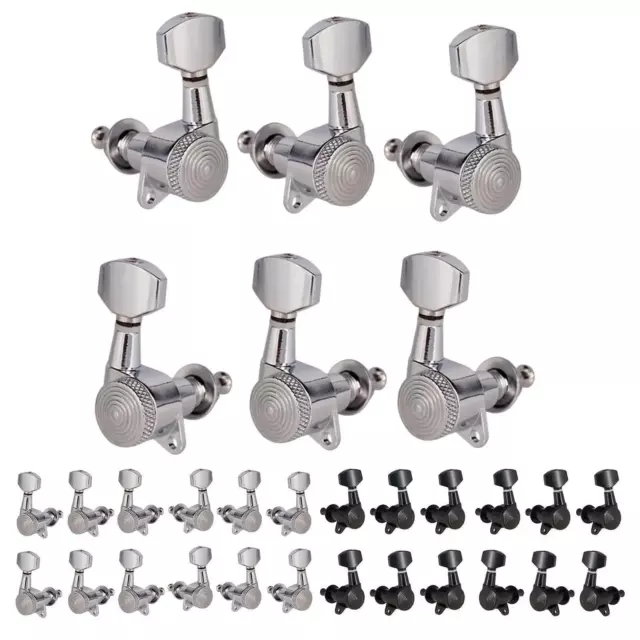 Wozero Locking Guitar Tuners Chrome 6 In-line Machine Heads Tuning Pegs 19:1 Us