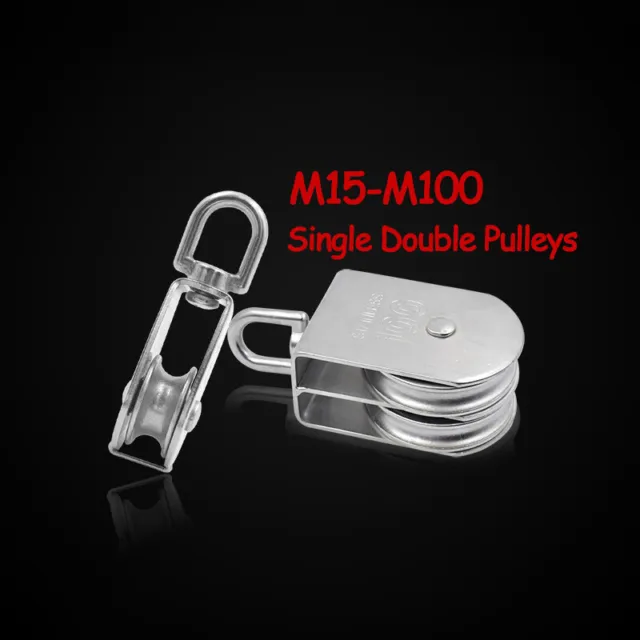 M15-M100 Single/ Double Pulley Block Rigging Lifting Rope A2 304 Stainless Steel