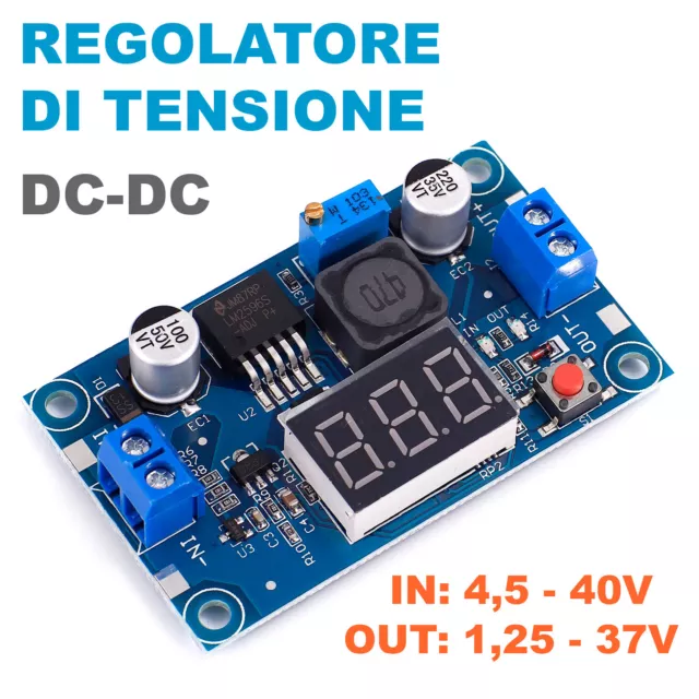 Regolatore  Di Tensione  Step Down Dc-Dc Con Voltmetro Modulo Lm2596