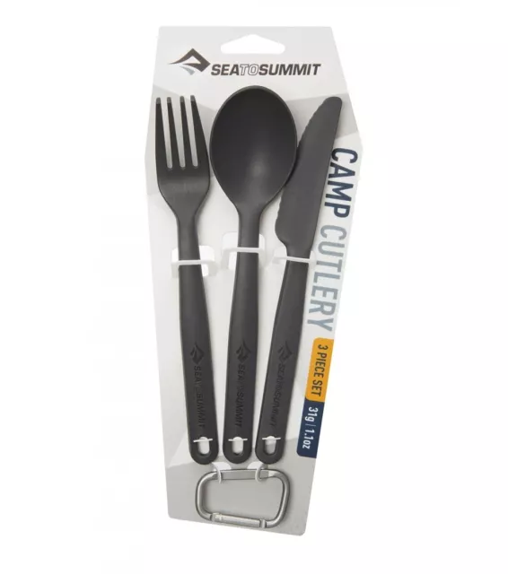 Sea To Summit Camp Cutlery Set, 3 Piece Cutlery Set, KFS - Charcoal