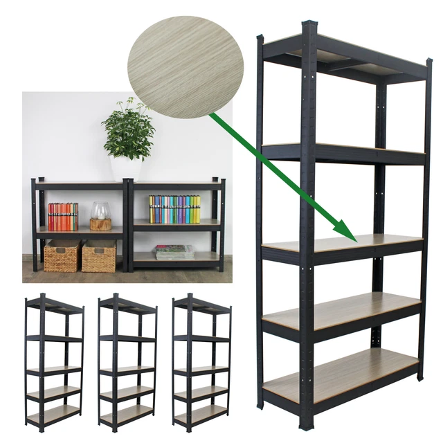 Muebles para Salón Estanteria Pesada Metal 150x75x30 CM Claro 650KG 4er Set