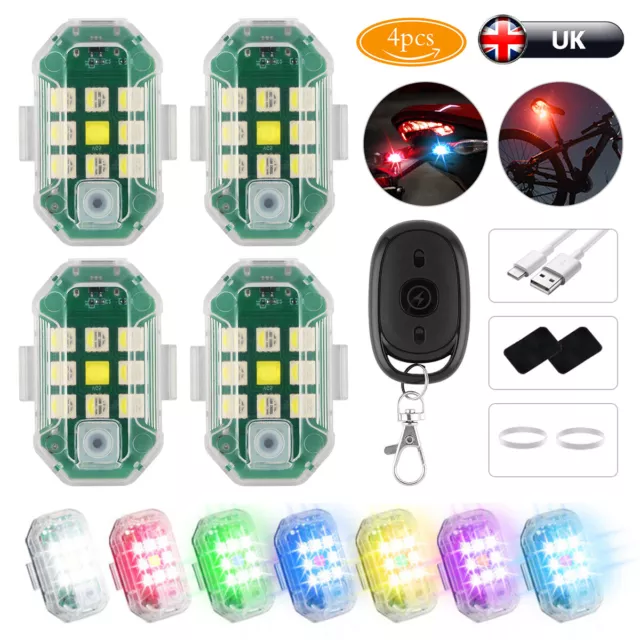 4pc LED Strobe Light Rechargeable Flashing Light 7 Color Remote Control Wireless