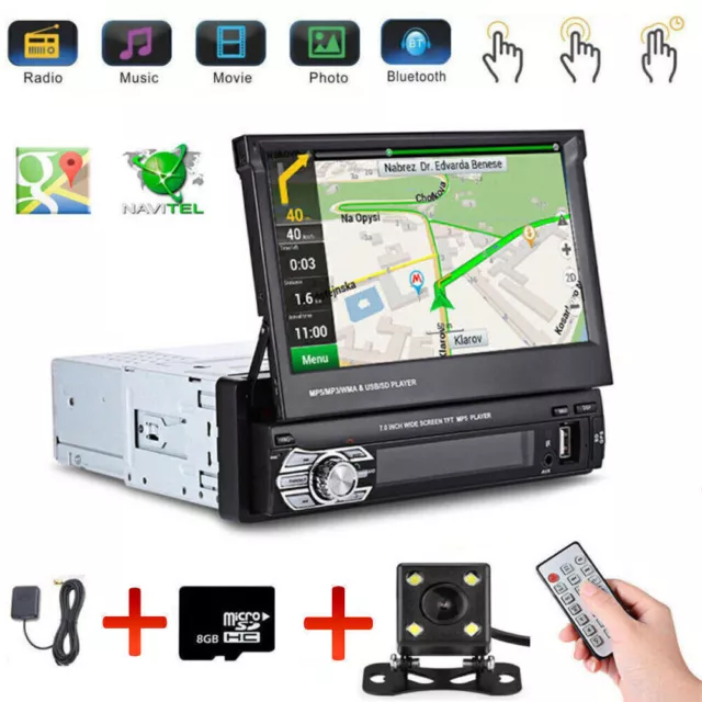 7" Autoradio Mit Navigation Navi Gps Bluetooth Rückfahrkamera Touchscreen 1Din