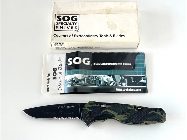SOG ナイフ CTFSA-98 FLASH-2 CAMO TINI 1/2 SOG Flash II Assisted Opening Knife Black Zytel (3.5