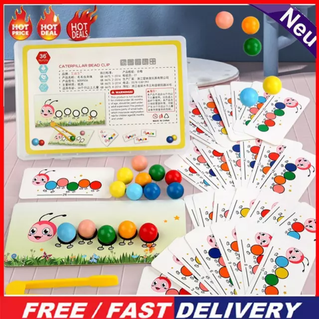 Portable Beads Counting Set with Wooden Clip Color Sorting Game for Kids Toddler