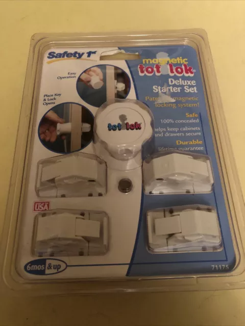 Safety 1st Magnetic Tot Lok Deluxe Starter Set 4 Locks + 1 Key Brand New Sealed